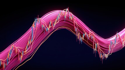 Poster - Soft pink wave flowing across a light background representing a fibonacci retracement calculation concept