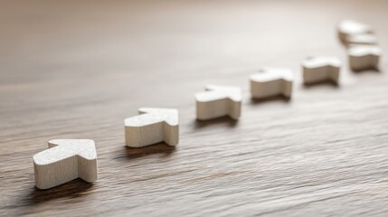Poster - Wooden block on table symbolizing future venture path and icon concept for early-stage startup growth