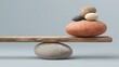 © KohXD - Stone balance on wooden scale representing parity and investment strategies for future wealth management