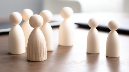 Poster - A group of wooden people representing future workforce and innovative financial solutions concept in business funding