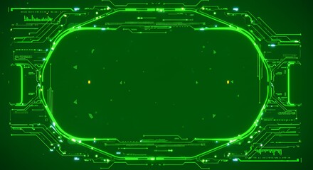 Futuristic Green Circuitry Interface: Abstract Digital Design