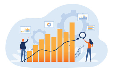 Poster - business people analytics research and monitoring on business graph concept and business finance investment success concept
