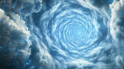 Poster - Swirling Clouds Create a Mesmerizing Vortex in the Sky During a Bright Day, Capturing the Beauty of Nature's Formations and Lighting