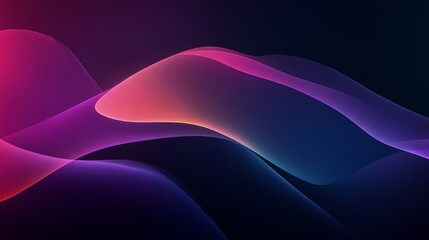 Fototapete - Colorful Abstract Waves of Light Create a Captivating Visual Display With Gradients of Pink, Purple, and Blue in a Dark Background Setting