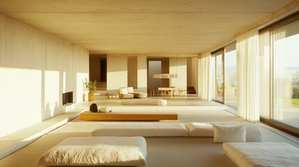 Poster - Modern Minimalist Interior With Natural Light in a Spacious Living Area During the Afternoon