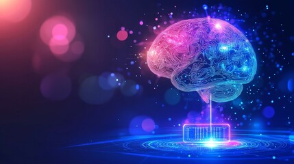 Fototapete - Innovative Representation of Artificial Intelligence and Neural Networks With Vibrant Colors and Glowing Elements Showcasing Technology and Creativity in a Digital Landscape