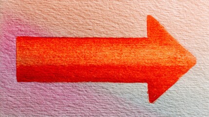 Poster - A bright orange and pink directional arrow is illustrated on a gentle pastel backdrop, designed to convey movement, direction, or guidance in artistic projects