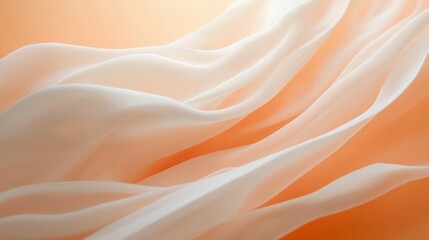Aufkleber - Soft Flowing Fabric Against a Warm Peach Background Creating a Serene and Calming Atmosphere in Modern Interior Design