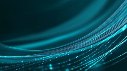 Fototapete - Colorful Light Trails Create a Dynamic Abstract Composition in Shades of Blue and Turquoise Against a Dark Background