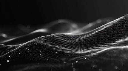 Fototapete - Waves of Light Create a Mesmerizing Abstract Pattern in Black and White, Evoking Depth and Fluidity in Digital Art