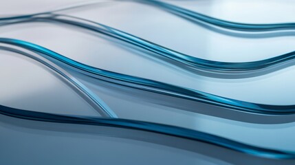 Aufkleber - Curved Blue Lines Resembling Water Ripples Create a Calming Abstract Effect on a White Surface in Bright Lighting