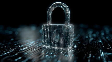 Poster - Digital Cyber Security with Padlock Symbolizing Data Protection and Access Control in the Digital Age Ensuring Confidentiality Integrity and Availability of Information