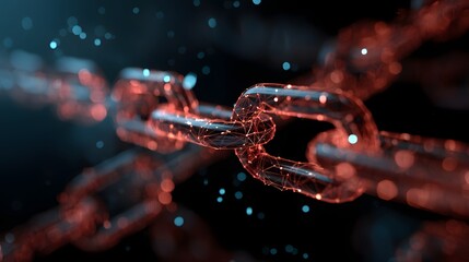 Poster - Interconnected Digital Chains Futuristic Tech Wallpaper Represents the Complexities of Blockchain Technology and the Secure Connection of Data for Global Networks