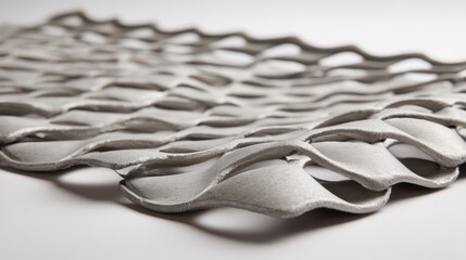Leinwandbilder - Close-up view of an intricate weave of overlapping diamonds in soft silver hues, perfectly arranged on a gray background, showcasing contemporary design elements