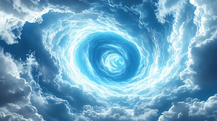 Poster - Swirling Clouds Create a Mesmerizing Vortex in the Sky During a Bright Day, Capturing the Beauty of Nature's Formations and Lighting