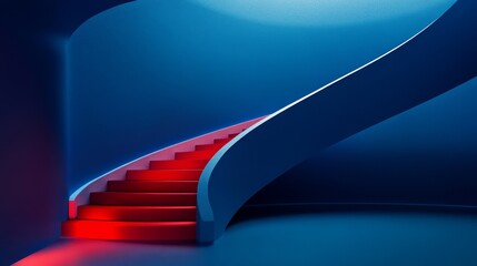 Aufkleber - Dynamic Abstract Composition Showcasing Red and Blue Geometric Shapes With a Prominent Sun-Like Element, Emphasizing Modern Design Elements and Vibrant Colors