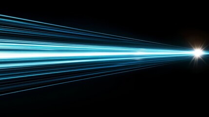 Fototapete - Bright Blue Light Ray Spans Across a Dark Background Creating a Stunning Visual Effect in a Digital Art Setting