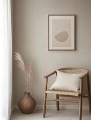 Poster - Calm Interior Design Featuring Plants and Minimalist Decor in a Modern Space With a Serene Atmosphere and Soft Natural Light