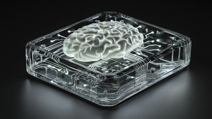 Fototapete - Neural Network Representation on a Microchip Illustrating the Intersection of Technology and Artificial Intelligence in a Concept Image