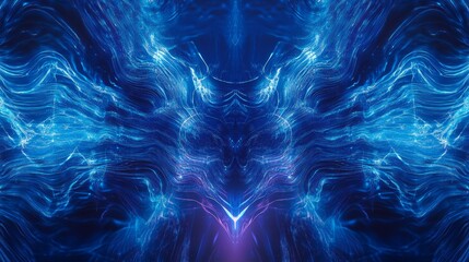 Fototapete - Vibrant Blue Abstract Swirls Create a Captivating Visual Experience in a Dark Cosmic Background for Digital Art Enthusiasts and Designers