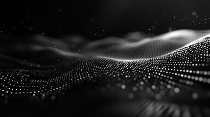 Fototapete - Digital Waves Flow Gracefully Across a Dark Background, Showcasing Intricate Patterns and Hypnotic Movements in an Abstract Design