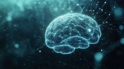 Fototapete - Digital Representation of a Woman's Profile With Glowing Network Connections and Data Overlays at Night Showcasing Technology and Artificial Intelligence