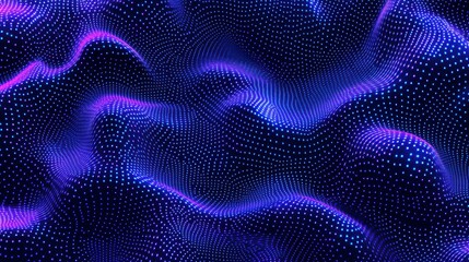 Fototapete - Dynamic Blue Waves Create a Mesmerizing Visual Display Against a Black Background, Illustrating Movement and Light in Captivating Patterns
