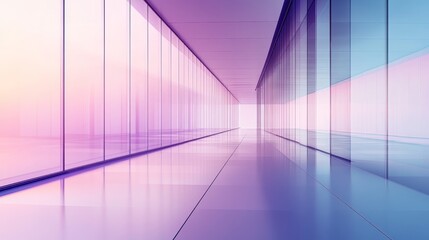 Poster - Vibrant Light Reflections in a Modern Interior Space Create a Captivating Atmosphere During the Evening Hours