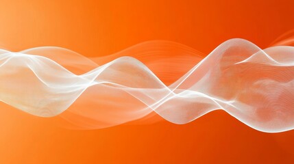 Fototapete - Waves of Light Gracefully Flow Across a Vibrant Orange Background, Creating a Dynamic and Energetic Visual Experience