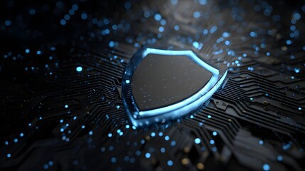 Poster - A Digital Shield Protecting Computer Circuits Represents Cyber Security and Data Privacy for Home Business and Personal Use Protecting Information