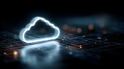 Poster - Holographic Cloud Computing Network Illustration Concept Digital Connection of Data Science Artificial Intelligence and Information Technology Solutions in Business