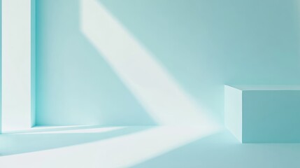 Poster - Minimalist Display Stand in a Softly Lit Studio Showcasing a Modern Design Aesthetic With Subtle Light and Shadows