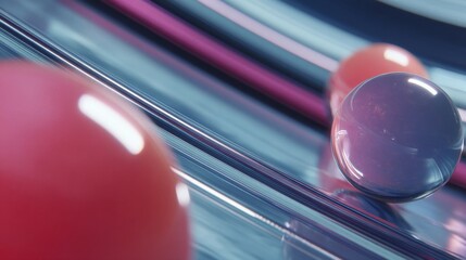 Aufkleber - Abstract composition showcases swirling neon lines and glowing orbs in vibrant purple and blue shades, suitable for a futuristic digital interface with space for text