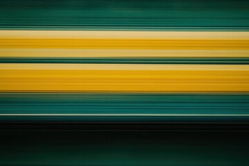 Poster - Horizontal bands of teal, gold, and dark tones.  Blurred lines create a rhythmic pattern