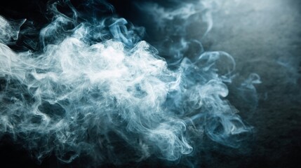 Poster - Dark smoke swirls and forms abstract shapes on a deep gray backdrop, creating a mysterious and moody atmosphere with space for text and graphics