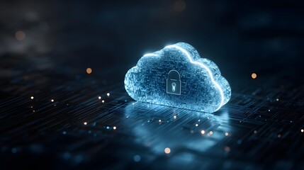 Poster - Holographic Cloud Computing Concept The Modern Technological Solution For Data Storage Business Innovation and Infrastructure Virtualization Illustrative Picture for Digital Technology