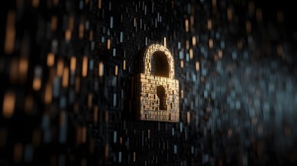 Poster - Cybersecurity Padlock Concept for Digital Protection Ensuring Online Privacy and Data Safety From Internet Threats and Unwanted Access to Digital Information Resources