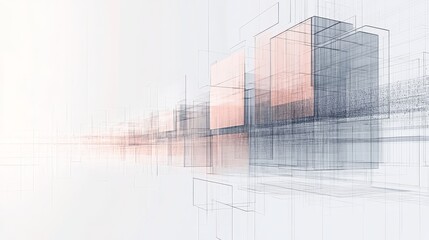 Aufkleber - Abstract Digital Architecture Design With Intricate Lines and Geometric Shapes in a Modern Style