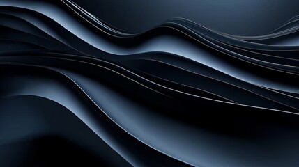 Aufkleber - Elegant Blue Waves With Smooth Curves Creating a Calming Abstract Design Suitable for Background or Wallpaper Use