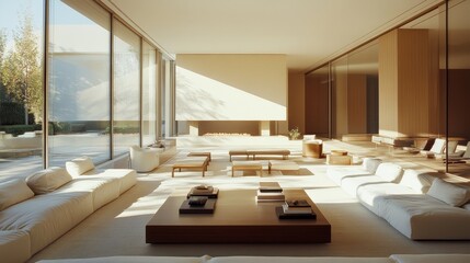 Poster - Modern Minimalist Interior With Natural Light in a Spacious Living Area During the Afternoon