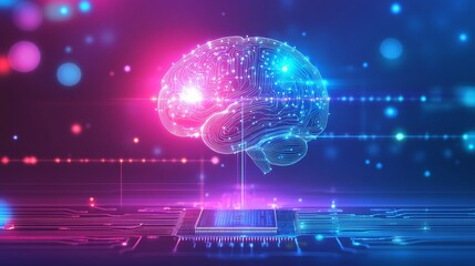 Poster - Innovative Representation of Artificial Intelligence and Neural Networks With Vibrant Colors and Glowing Elements Showcasing Technology and Creativity in a Digital Landscape
