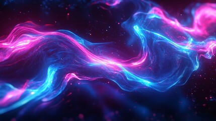 Poster - Vibrant Swirling Colors Blend and Dance in a Captivating Display of Light in a Dark Background Environment During a Digital Art Exhibition