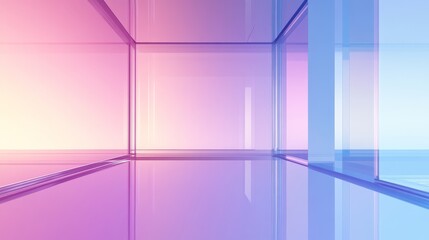 Poster - Vibrant Light Reflections in a Modern Interior Space Create a Captivating Atmosphere During the Evening Hours