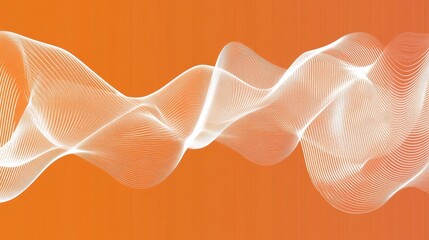 Poster - Waves of Light Gracefully Flow Across a Vibrant Orange Background, Creating a Dynamic and Energetic Visual Experience