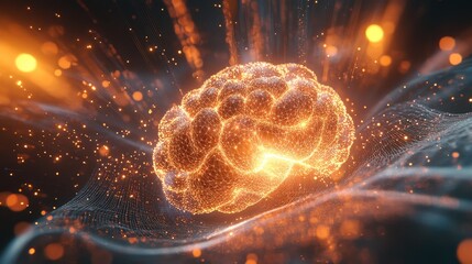 Aufkleber - Futuristic Digital Representation of a Human Head With Glowing Lines and Particles in an Abstract Setting at Night