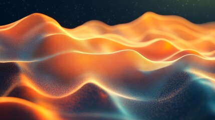 Poster - Flowing Waves of Soft Fabric Display a Gradient of Warm Peach and Cream Shades, Creating a Serene and Inviting Texture