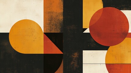 Aufkleber - Geometric Patterns of Circles and Squares With Warm Colors Create a Modern Abstract Design Exploring Shapes and Forms