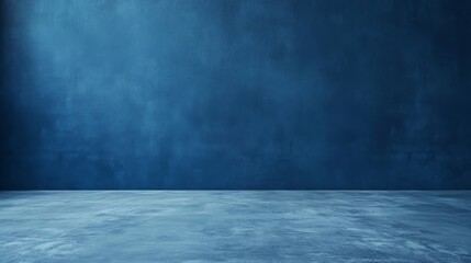 Poster - Bright Blue Wall With Sunlit Shadows in an Empty Room, Showcasing a Serene Atmosphere and Modern Design Elements, Perfect for Creative Projects or Photography Sessions