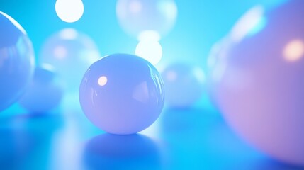 Fototapete - Vibrant Blue Neon Spheres Illuminated by Cool Lighting Create a Modern and Abstract Atmosphere in a Futuristic Space