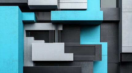 Aufkleber - Modern Abstract Geometric Design Featuring Layers With Blue Accents on a Dark Background Creating a Dynamic Visual Effect